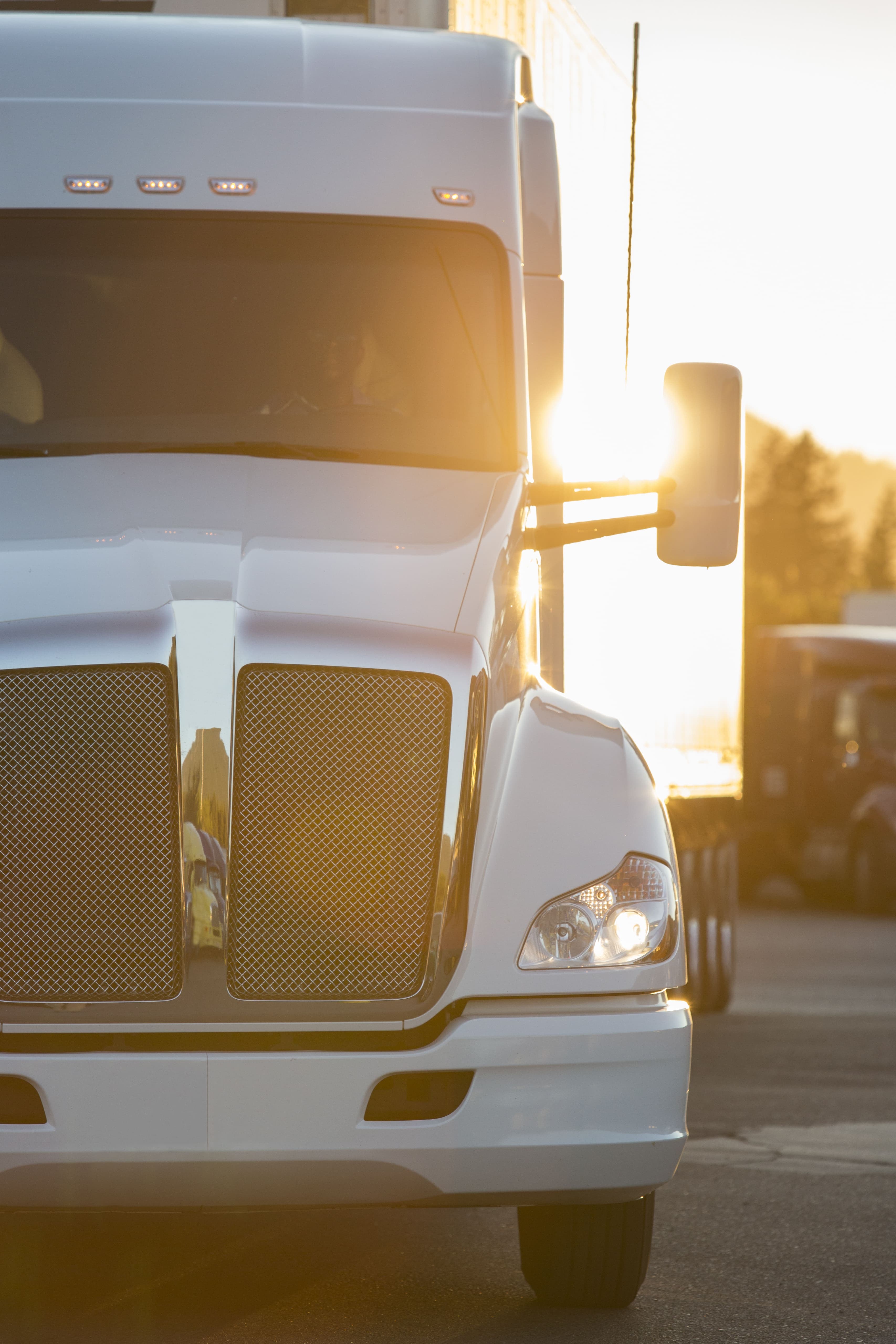 American truck cab at golden hour